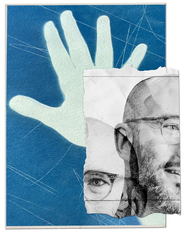 A collage with photos of Guy Ben-Aharon looking in opposite directions