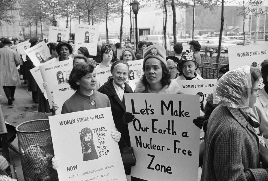 Coretta Scott King at anti-nuclear protest, 1963