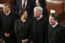 Supreme Court Chief Justice John Roberts, US Supreme Court Justice Elena Kagan, US Supreme Court Justice Neil Gorsuch, and US Supreme Court Justice Brett Kavanaugh are seen ahead of US President Donald Trump's State of the Union address at the US Capitol in Washington, DC,