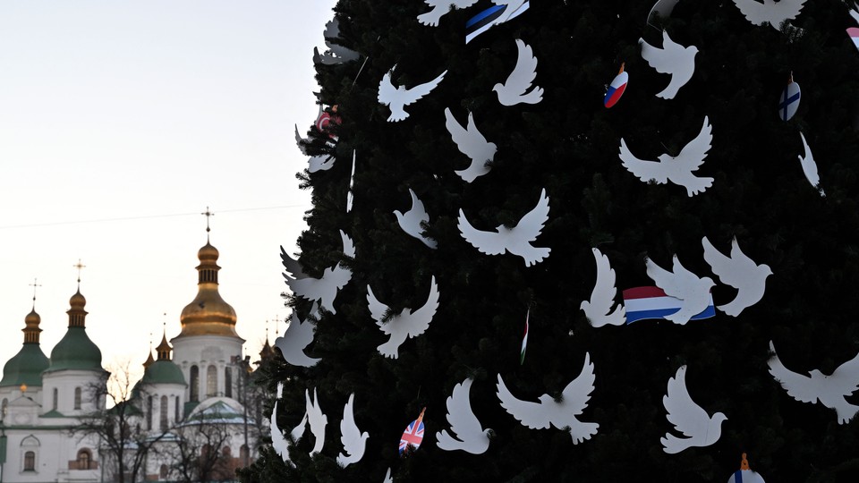 Christmas tree covered in paper doves