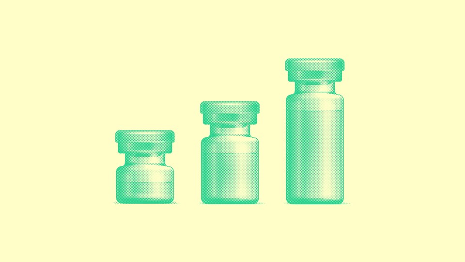 Three vaccine vials, each of different size