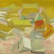 A painting of books lying on a table