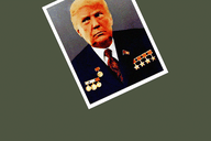 An illustration of Donald Trump in a Soviet uniform.