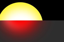 Illustration showing red light radiating from the yellow point in the Australian flag for Indigenous recognition