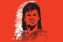 A black pen portrait illustration of Theo Von