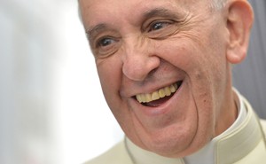 A close view of Pope Francis smiling
