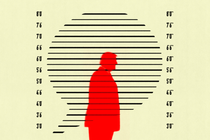 Donald Trump's silhouette with a speech bubble and height chart.