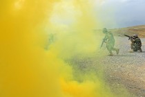 Afghan soldiers train at a military-training center outside Kabul.