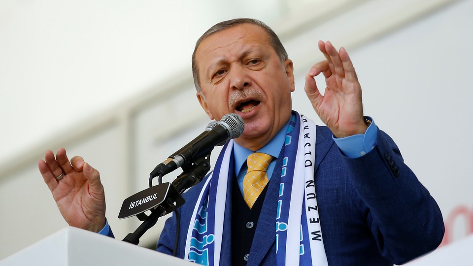 Turkish President Tayyip Erdogan delivers a speech on May 26, 2017.