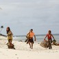 Season 33 of Survivor, showing people walking on a beach