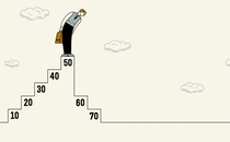An illustration of someone standing atop a numbered staircase that goes back down after "50"