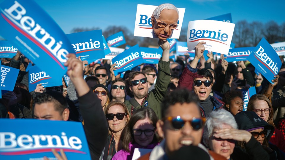 Bernie Sanders supporters in Chicago in March 2020.