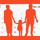 An illustration with a silhouette of a family superimposed on a calendar