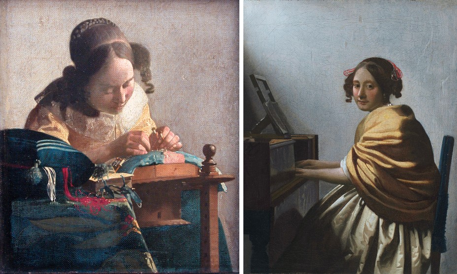 Two paintings: Lacemaker and Young Girl at Virginal.