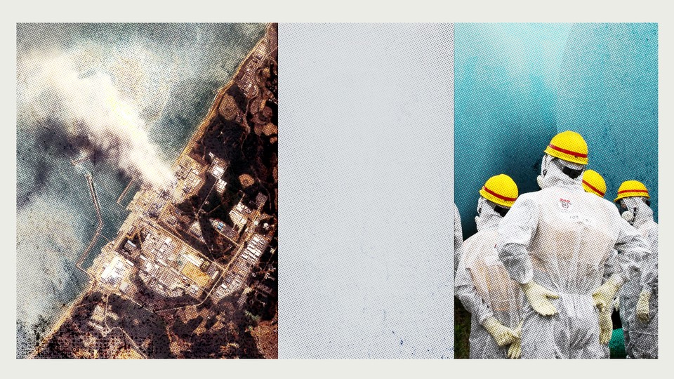Two photo of Fukushima after the accident