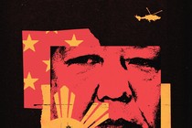 Collage showing a helicopter, navy vessel, the face of Marcos, and a fragment of the American flag