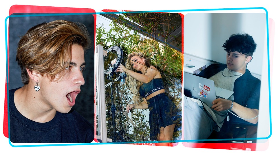 three photos of making TikTok videos