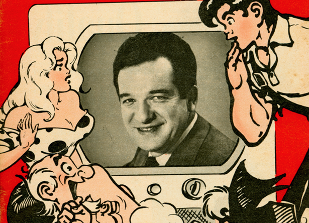 Lil' Abner characters watching Al Capp in the TV