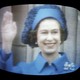 Queen Elizabeth waving on television
