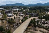 Debris in the aftermath of Hurricane Helene, in Asheville, North Carolina