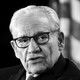 A black-and-white photo of Bob Woodward