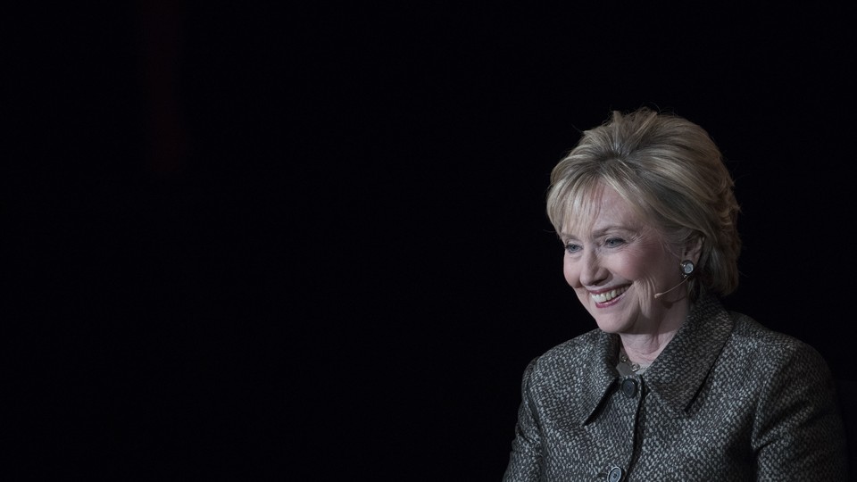 Hillary Clinton speaks at an event during in the run-up to her 2017 book tour.