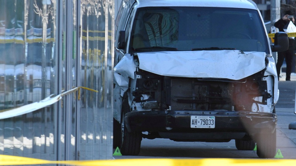 A van with crumpled front