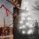 Left: The Red Square viewed from the "Gum" department store, Moscow, 2001. Right: Christmas Tree On Berlin Soviet Zone On December 7th, 1960.