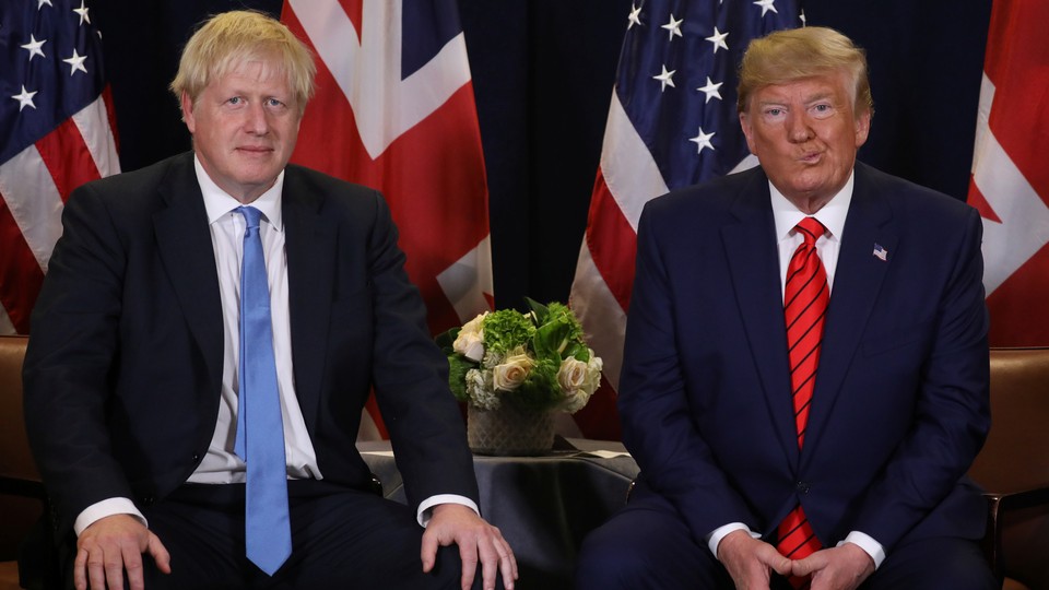 Boris Johnson and Donald Trump hold a bilateral meeting.