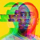 A picture of Diddy fed through a number of different colored filters and distorted geometrically