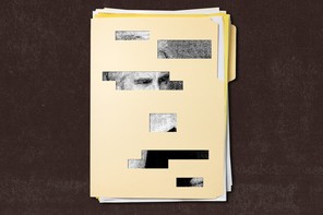 Image of Epstein in a cut up file folder