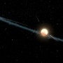 An artist's illustration of dust orbiting the mysterious star KIC 8462852