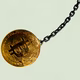 Illustration of a swinging wrecking ball on a chain with a Bitcoin token serving as the ball