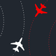 Illustration of the outlines of two airplanes on a collision course