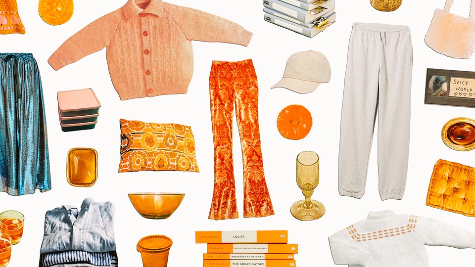 A collage of various personal belongings, such as clothing and books