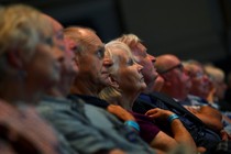 Older voters listen to Boris Johnson speak in June 2019.