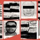 Collage with photos of cartel members’ mugshots and stacks of cash