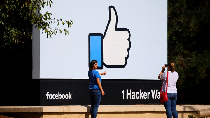 A giant sign outside Facebook's HQ