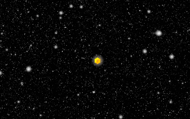 An illustrated GIF of the James Webb Space Telescope in a star-filled night sky