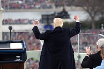 President Donald Trump making a speech at his inauguration