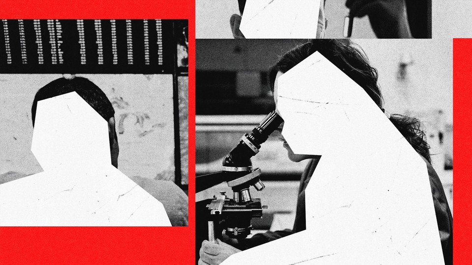 scientists faces are cut out of their photos