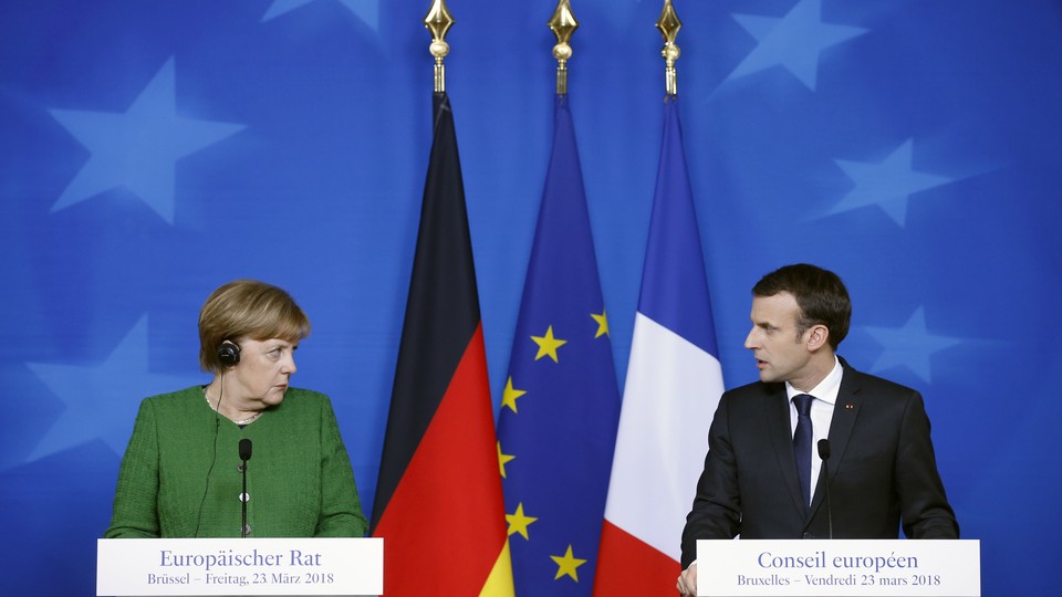 German Chancellor Angela Merkel and French President Emmanuel Macron