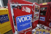 Empty Village Voice newsstands