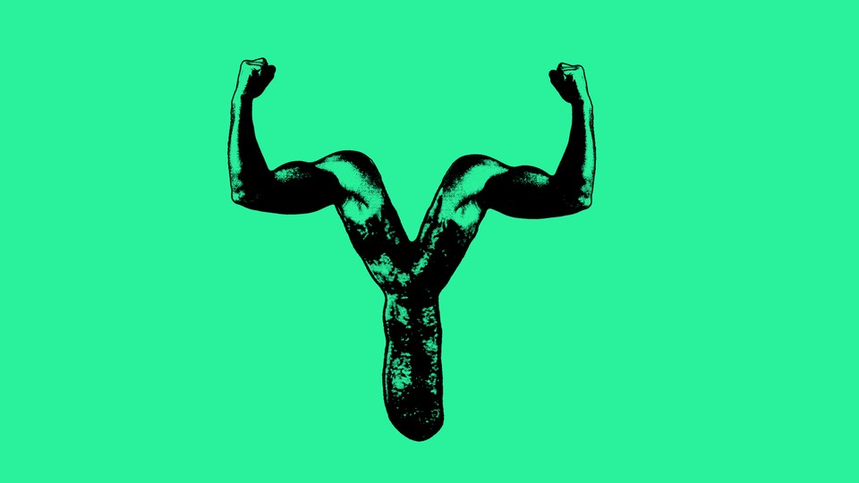 an antibody stylized with muscled arms