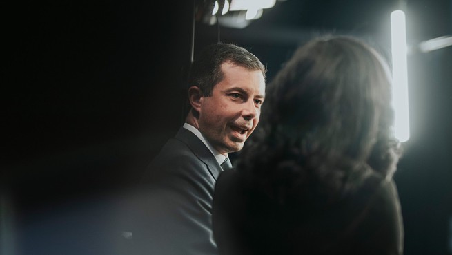 Photo of Pete Buttigieg being interviewed