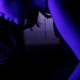 A close-up of a woman leaning over in a club, tinted blue