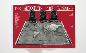 photo of magazine open to "The Autocrats Are Winning" article