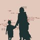 silhouette of woman and child with coordinates interspersed