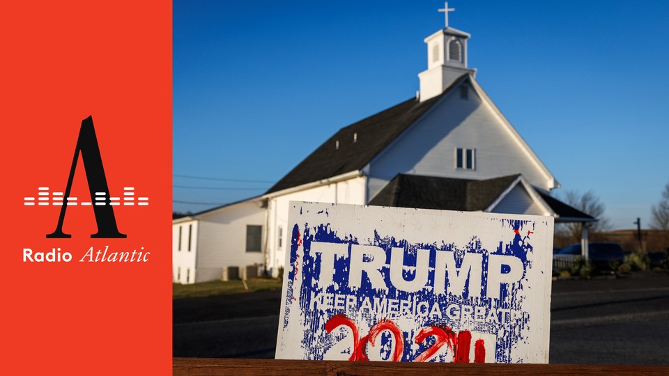 Fading Trump sign in front of a church