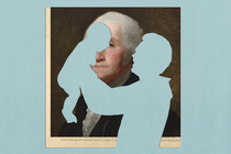 Picture of Washington, with a cutout in it of a father carrying a baby